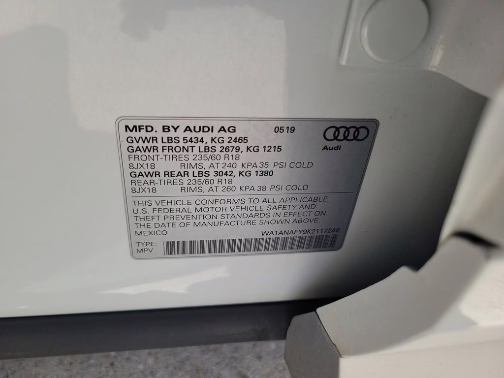 2019 Glacier White Metallic Audi Q5 Premium AWD SUV