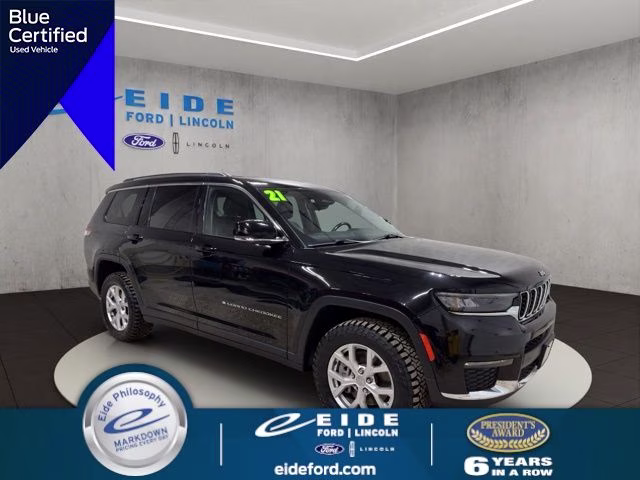 2021 Diamond Black Crystal Pearlcoat Jeep Grand Cherokee L Limited 4X4 SUV