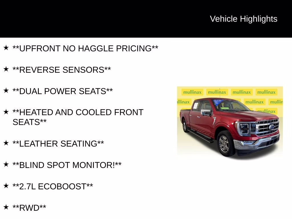 2021 Red Metallic Ford F-150 Lariat RWD Truck