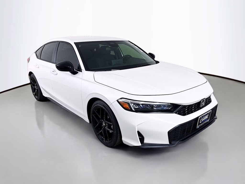 2026 Platinum White Pearl Honda Civic Sport FWD Hatchback