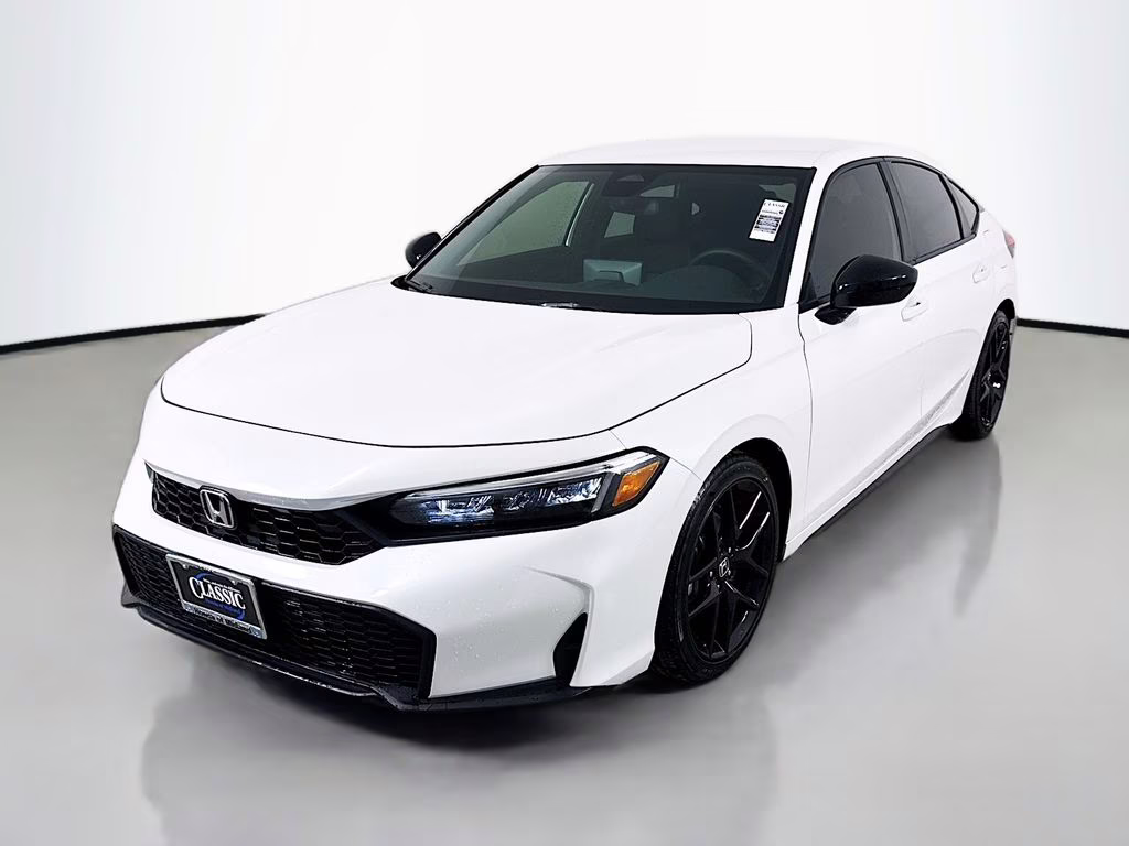 2026 Platinum White Pearl Honda Civic Sport FWD Hatchback