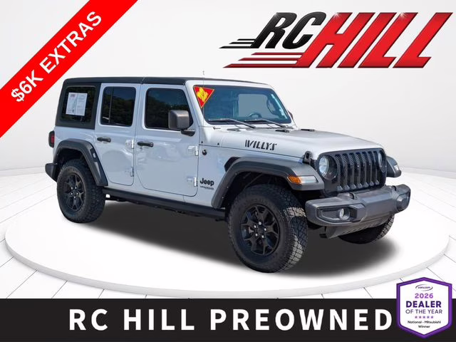 2022 Bright White Clearcoat Jeep Wrangler Unlimited Willys 4X4 SUV