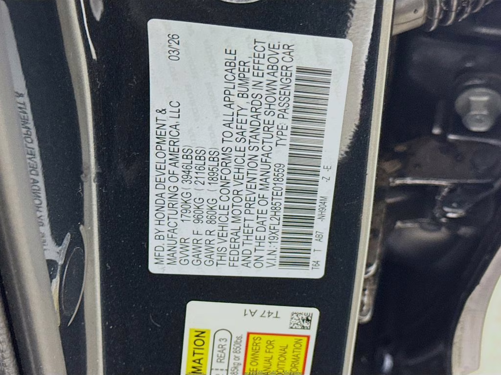 2026 Meteorite Gray Metallic Honda Civic Sport FWD Hatchback