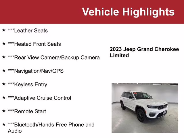 2023 Bright White Clearcoat Jeep Grand Cherokee Limited 4X4 SUV