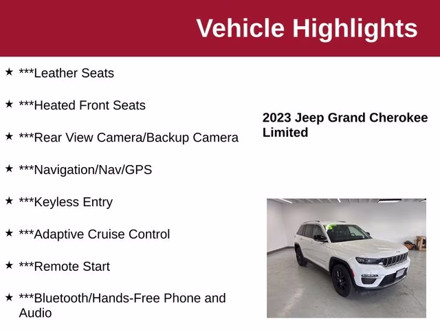 2023 Bright White Clearcoat Jeep Grand Cherokee Limited 4X4 SUV