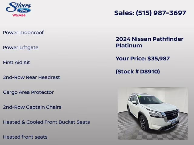 2024 Pearl White Tricoat Nissan Pathfinder Platinum 4X4 SUV