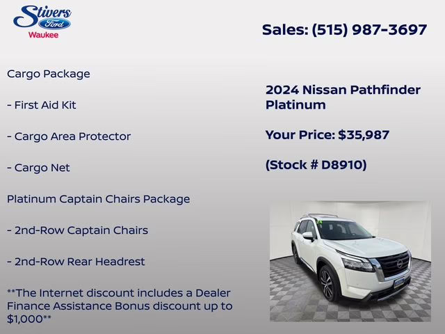 2024 Pearl White Tricoat Nissan Pathfinder Platinum 4X4 SUV