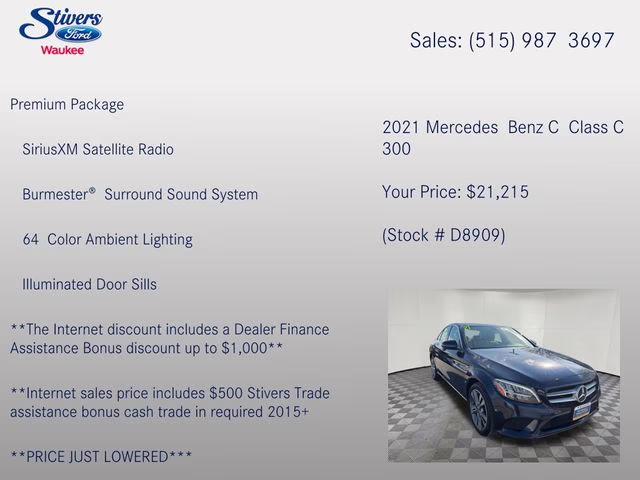2021 Blue Mercedes-Benz C-Class C 300 AWD Sedan