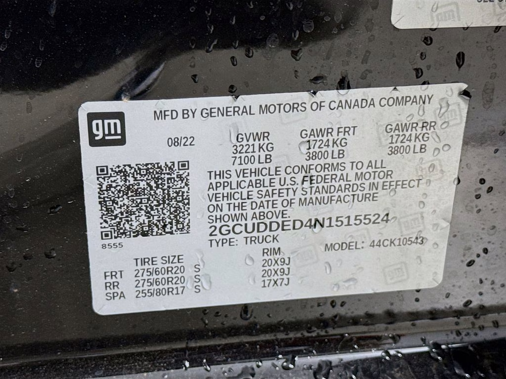 2022 Black Chevrolet Silverado 1500 LT 4X4 Truck