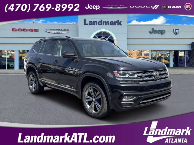 2019 Deep Black Volkswagen Atlas 3.6L V6 SEL R-Line AWD SUV