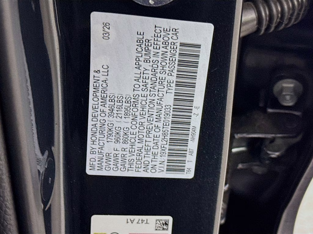 2026 Meteorite Gray Metallic Honda Civic Sport FWD Hatchback