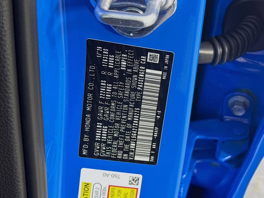 2026 Boost Blue Pearl Honda Civic Type R FWD Hatchback