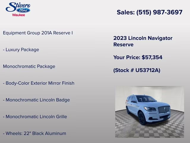 2023 Pristine White Metallic Tri-Coat Lincoln Navigator Reserve 4X4 SUV