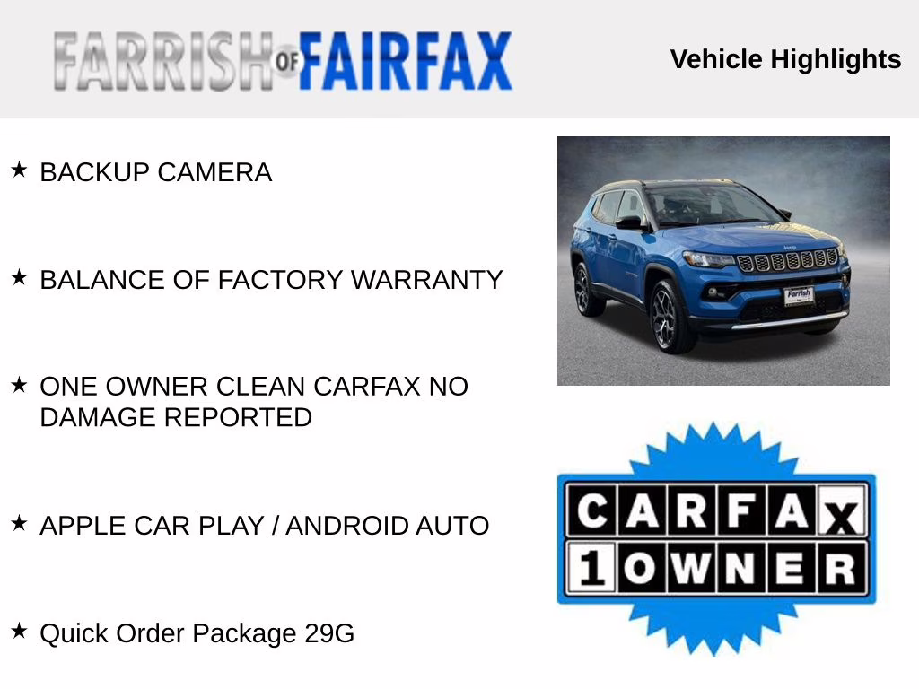 2025 Hydro Blue Pearlcoat Jeep Compass Limited 4X4 SUV