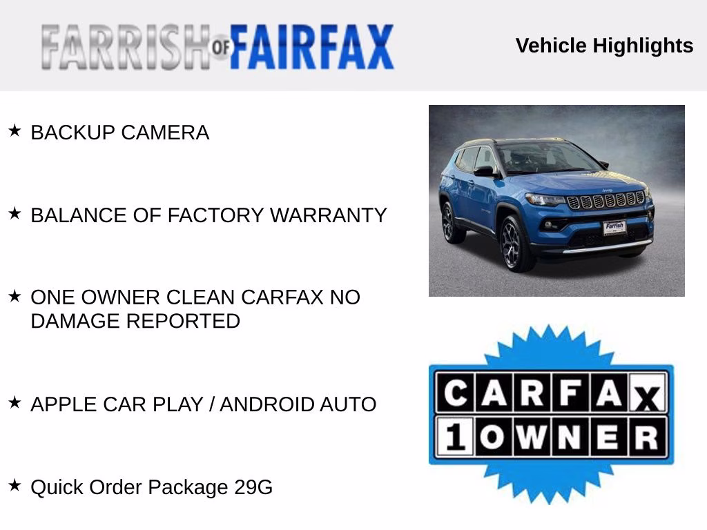2025 Hydro Blue Pearlcoat Jeep Compass Limited 4X4 SUV