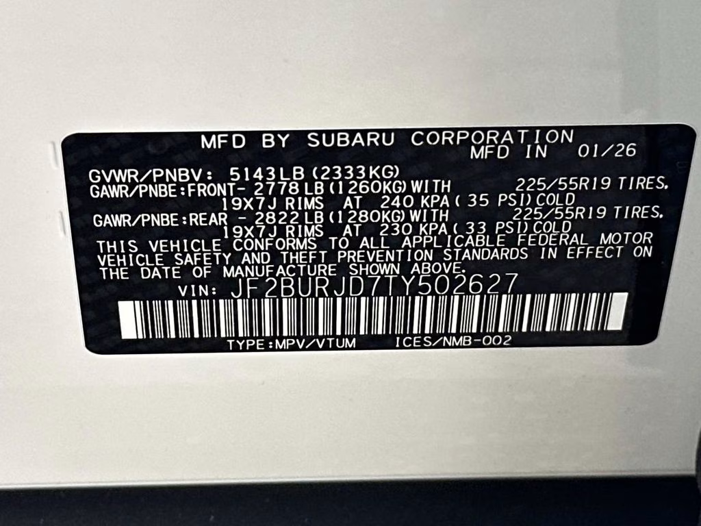 2026 Wh6 Subaru Outback Touring XT AWD SUV