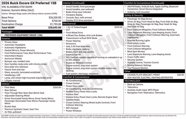 2026 Summit White Buick Encore GX Preferred FWD SUV