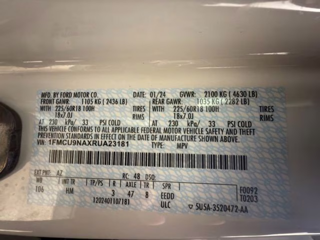 2024 Star White Metallic Tri-Coat Ford Escape ST-Line Select AWD SUV