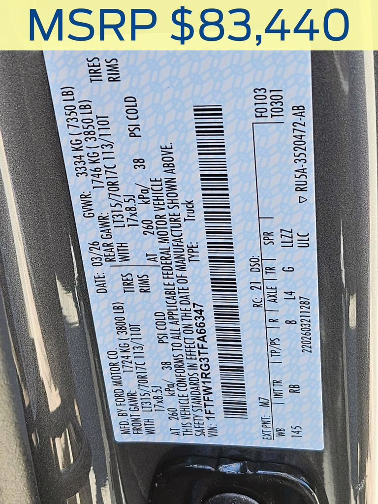 2026 Carbonized Gray Metallic Ford F-150 Raptor 4X4 Truck