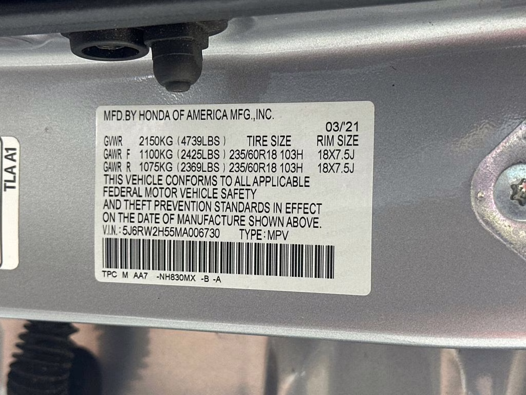 2021 Sonic Gray Pearl Honda CR-V EX AWD SUV