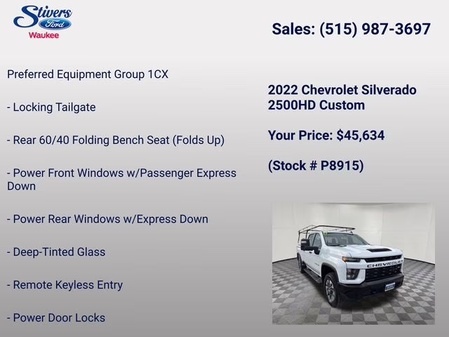 2022 Summit White Chevrolet Silverado 2500HD Custom 4X4 Truck