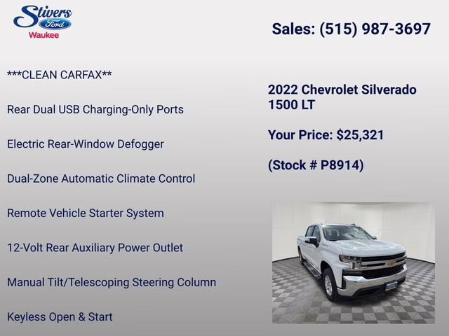 2022 Summit White Chevrolet Silverado 1500 LTD LT 4X4 Truck