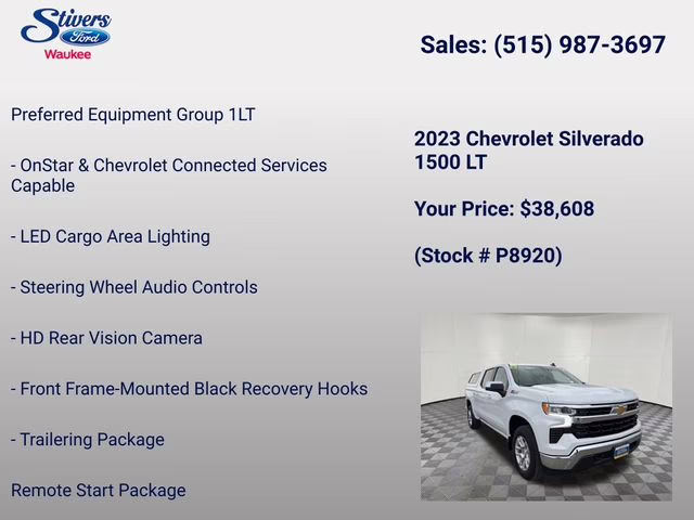 2023 Summit White Chevrolet Silverado 1500 LT 4X4 Truck