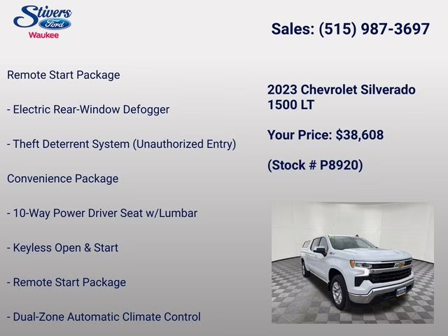 2023 Summit White Chevrolet Silverado 1500 LT 4X4 Truck