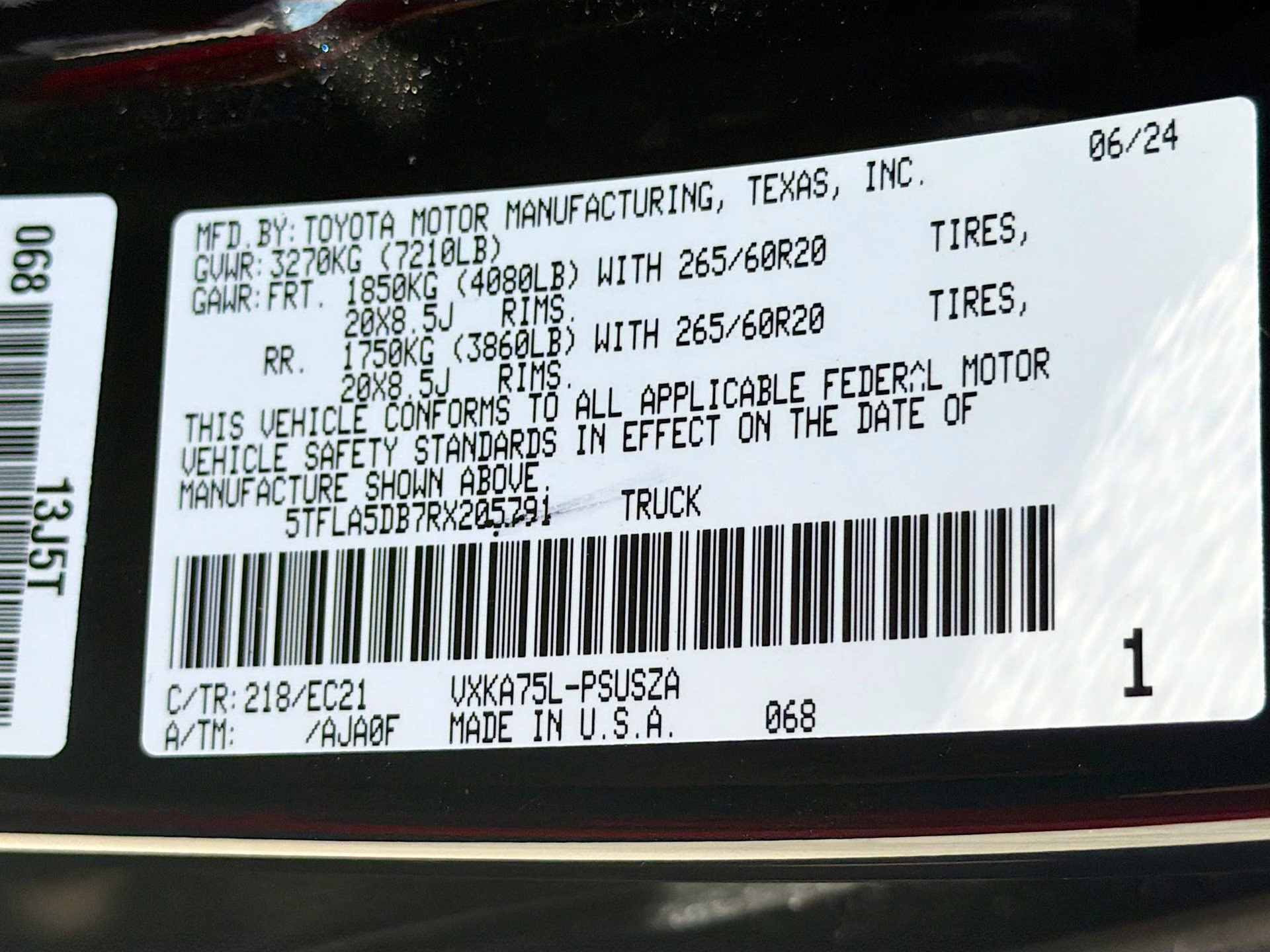 2024 Midnight Black Metallic Toyota Tundra SR5 4X4 Truck