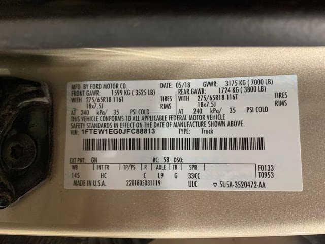 2018 White Gold Ford F-150 Lariat 4X4 Truck