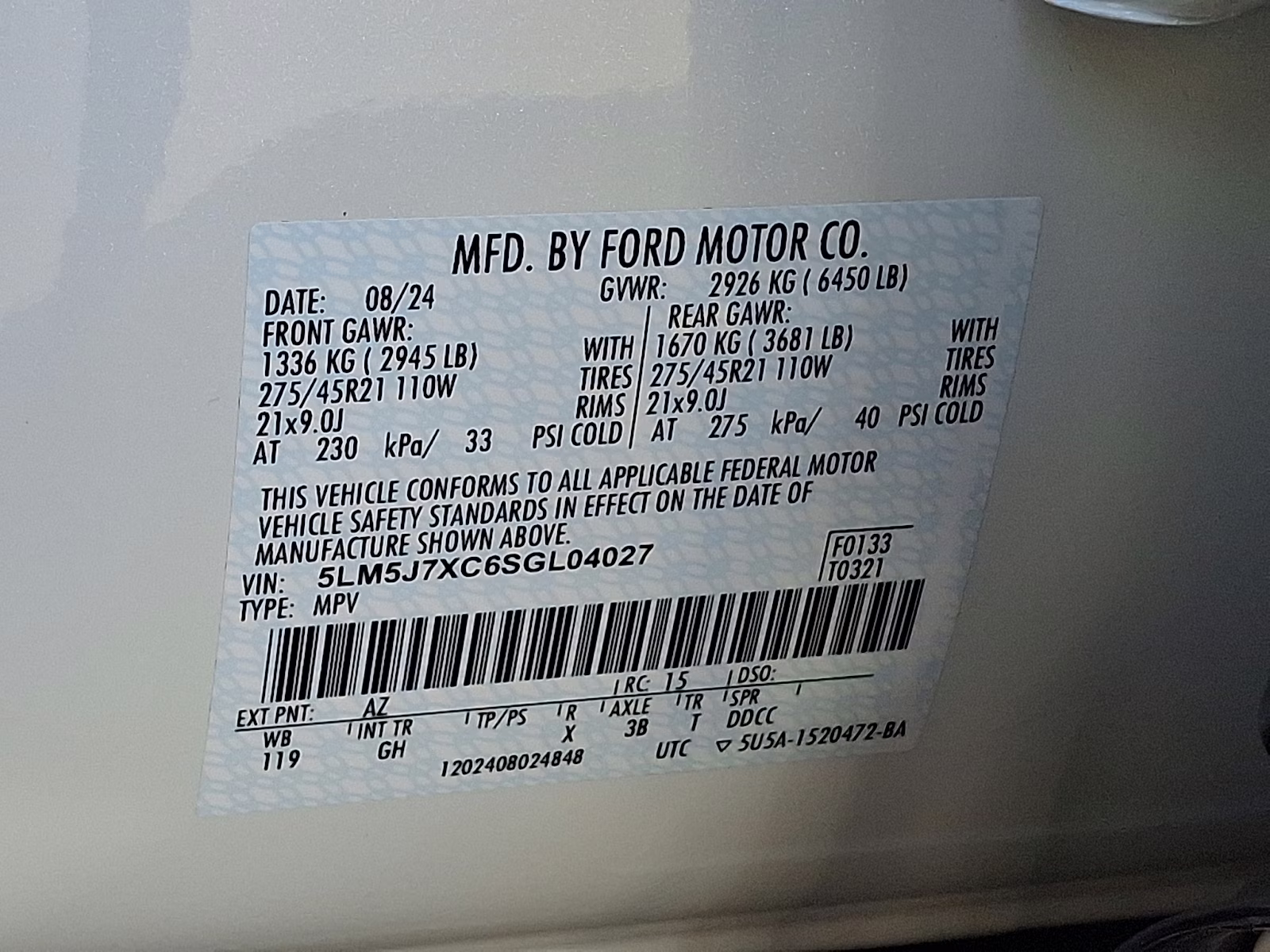 2025 Pristine White Metallic Tri-Coat - AZ Lincoln Aviator Reserve AWD