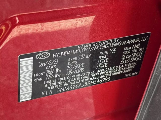 2023 Calypso Red Hyundai Santa Fe SEL FWD SUV