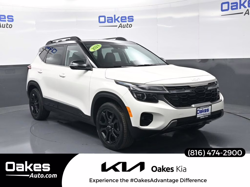 2024 Clear White/Black Roof Kia Seltos X-Line AWD SUV