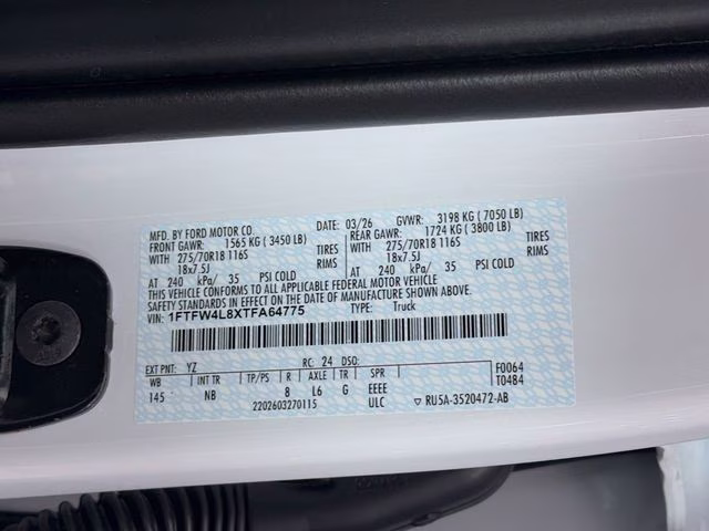 2026 Oxford White Ford F-150 Tremor 4X4 Truck