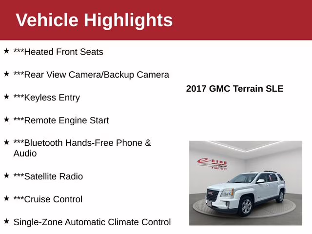 2017 Summit White GMC Terrain SLE-2 FWD SUV