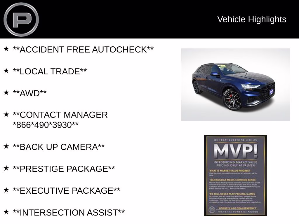 2021 Blue Metallic Audi Q8 55 Prestige AWD SUV