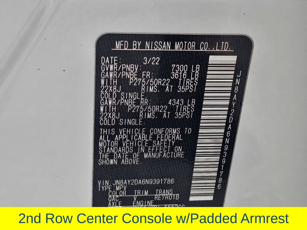 2022 Aspen White Tricoat Nissan Armada Platinum RWD SUV