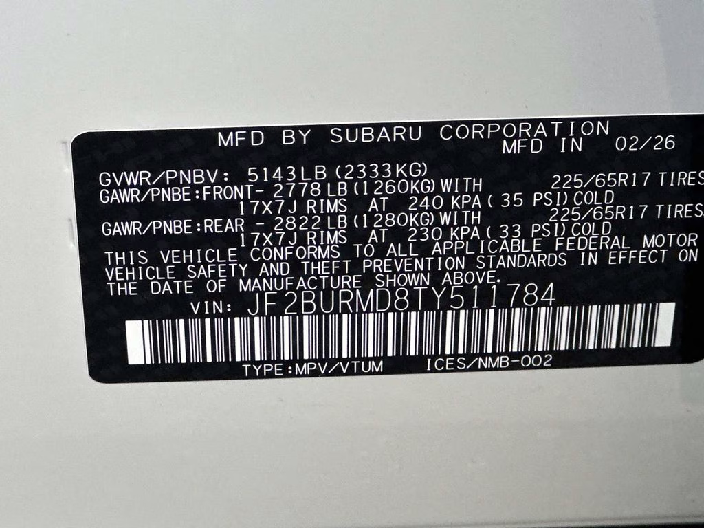 2026 Crystal White Pearl Subaru Outback Wilderness AWD SUV