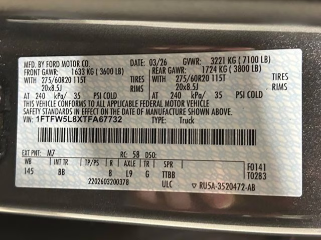 2026 Carbonized Gray Metallic Ford F-150 Lariat Black Appearance 4X4 Truck