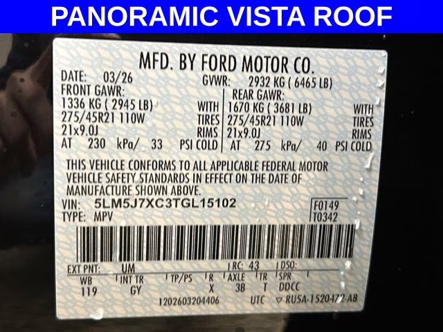 2026 Infinite Black Metallic Clearcoat Lincoln Aviator Reserve AWD SUV