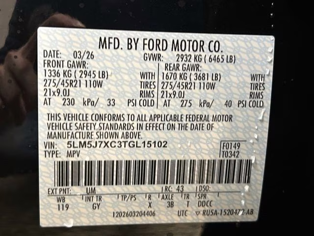 2026 Infinite Black Metallic Clearcoat Lincoln Aviator Reserve AWD SUV