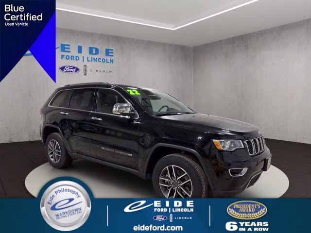2022 Diamond Black Crystal Pearlcoat Jeep Grand Cherokee WK Limited 4X4 SUV
