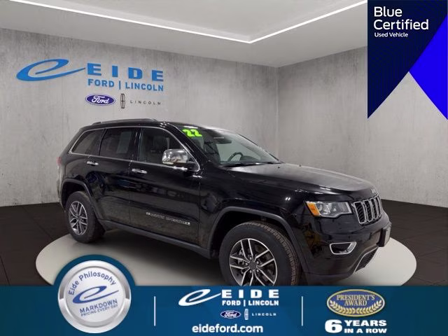 2022 Diamond Black Crystal Pearlcoat Jeep Grand Cherokee WK Limited 4X4 SUV