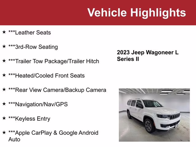 Used 2023 Jeep Wagoneer L Series II with VIN 1C4SJSBP3PS568964 for sale in Waite Park, Minnesota