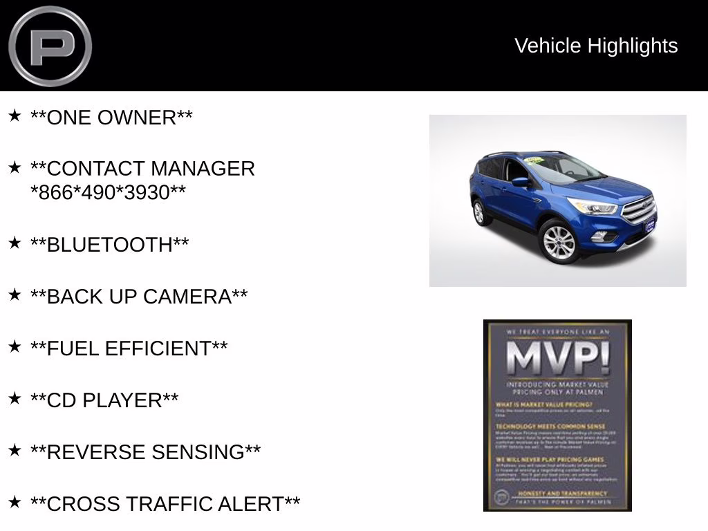 2017 Lightning Blue Metallic Ford Escape SE FWD SUV