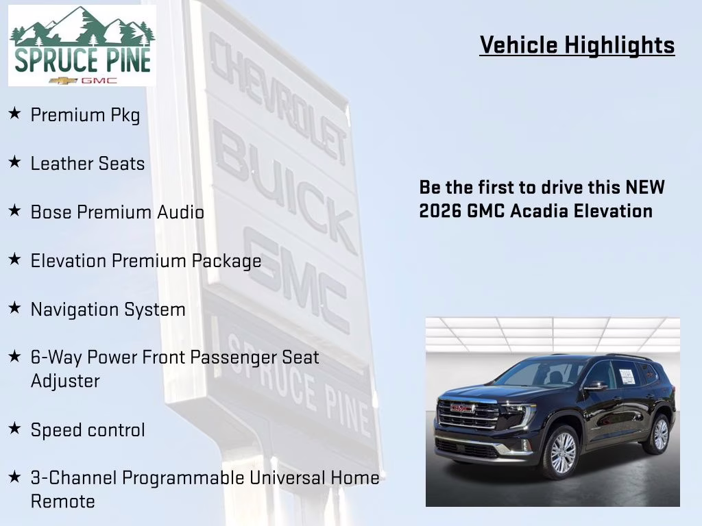 2026 Ebony Twilight Metallic GMC Acadia Elevation AWD SUV