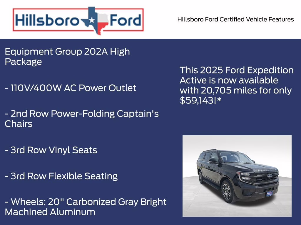 2025 Agate Black Metallic Ford Expedition Active 4X4 SUV