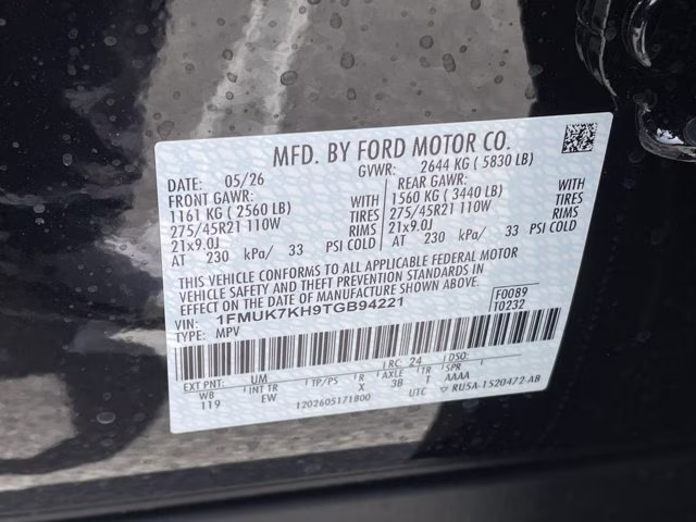 2026 Agate Black Metallic Ford Explorer ST-Line RWD SUV