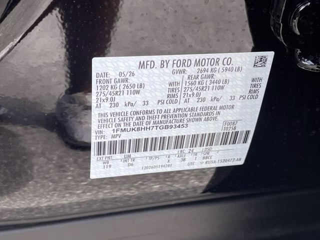 2026 Agate Black Metallic Ford Explorer Platinum 4X4 SUV