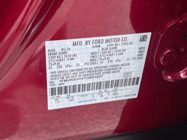 2026 Rapid Red Metallic Tinted Clearcoat Ford Explorer Platinum 4X4 SUV